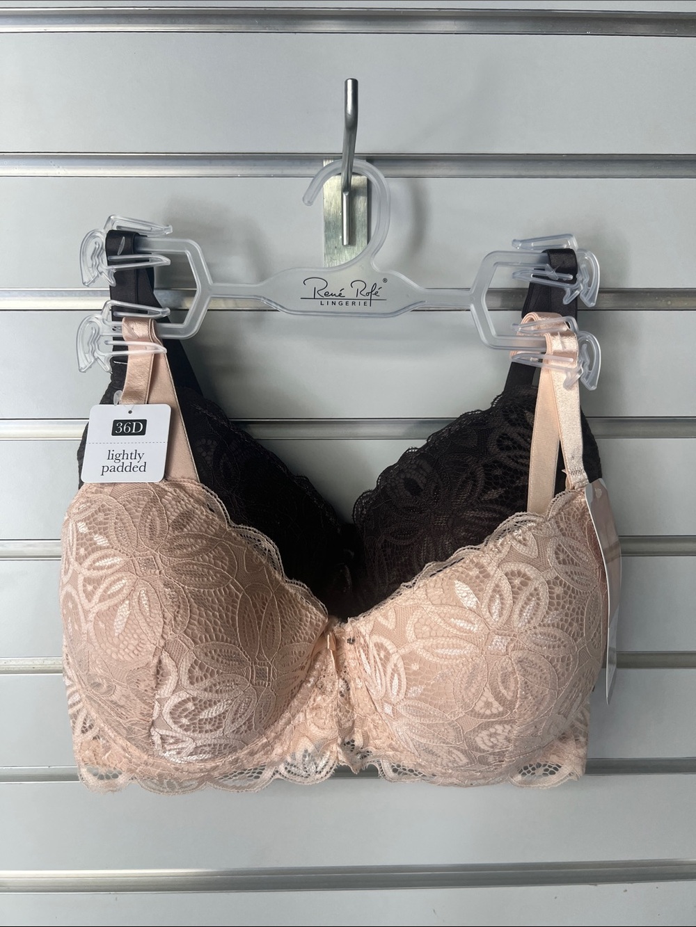 Rene Rofe Lace Bra in Blush and Black